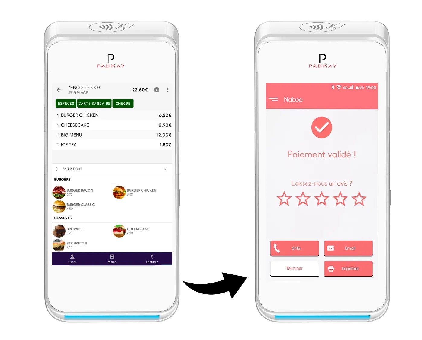 Logiciel de caisse intégré au terminal de paiement